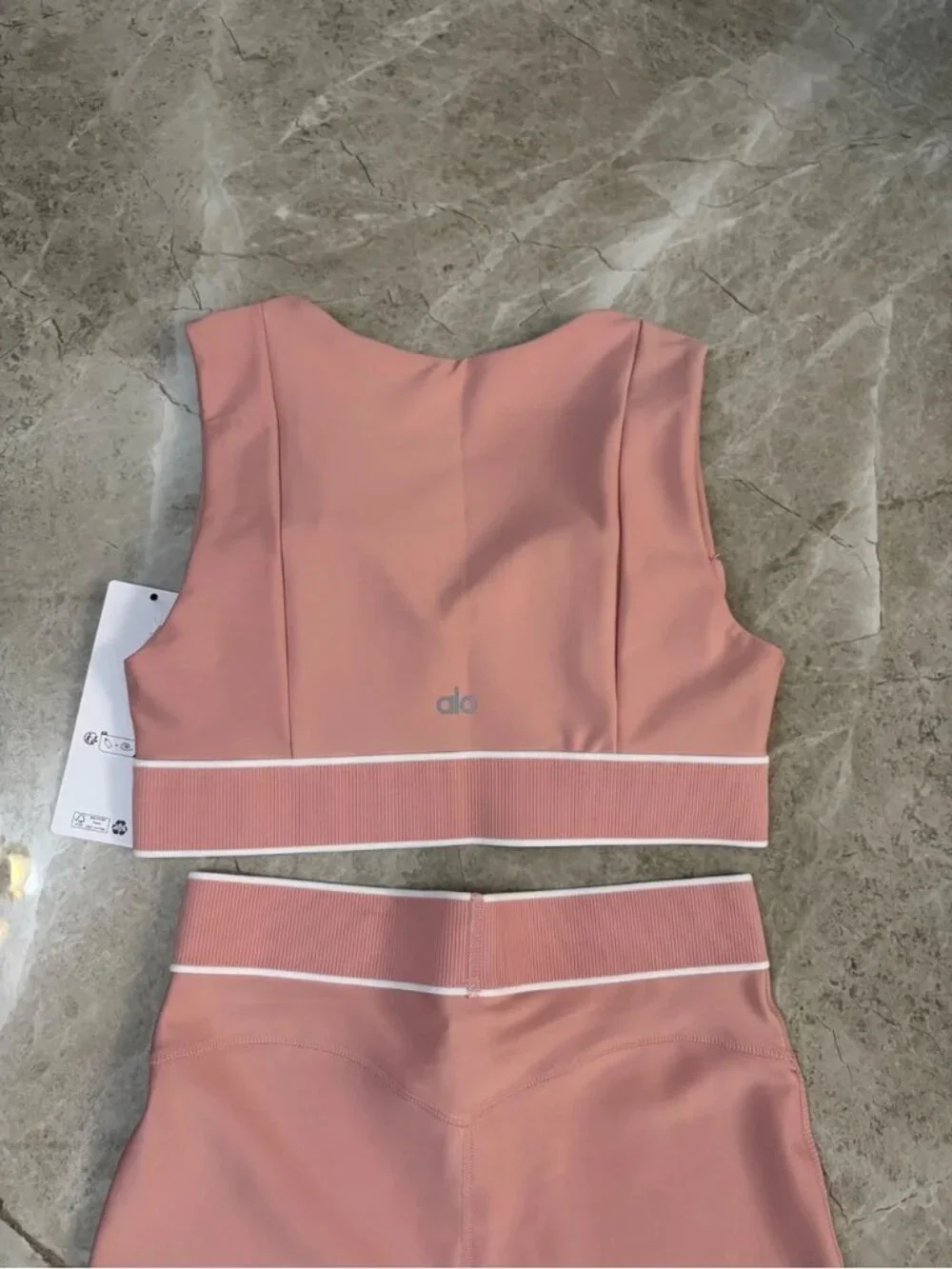 ALO Yoga Dusty Rose High-Waist Leggings & Supportive Crop Top Set
